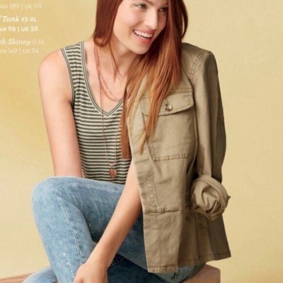 "NWT" Cabi Camp Jacket Sahara "Tan"  Hidden Button Up Peplum Style 5477- Size XS - Picture 3 of 16